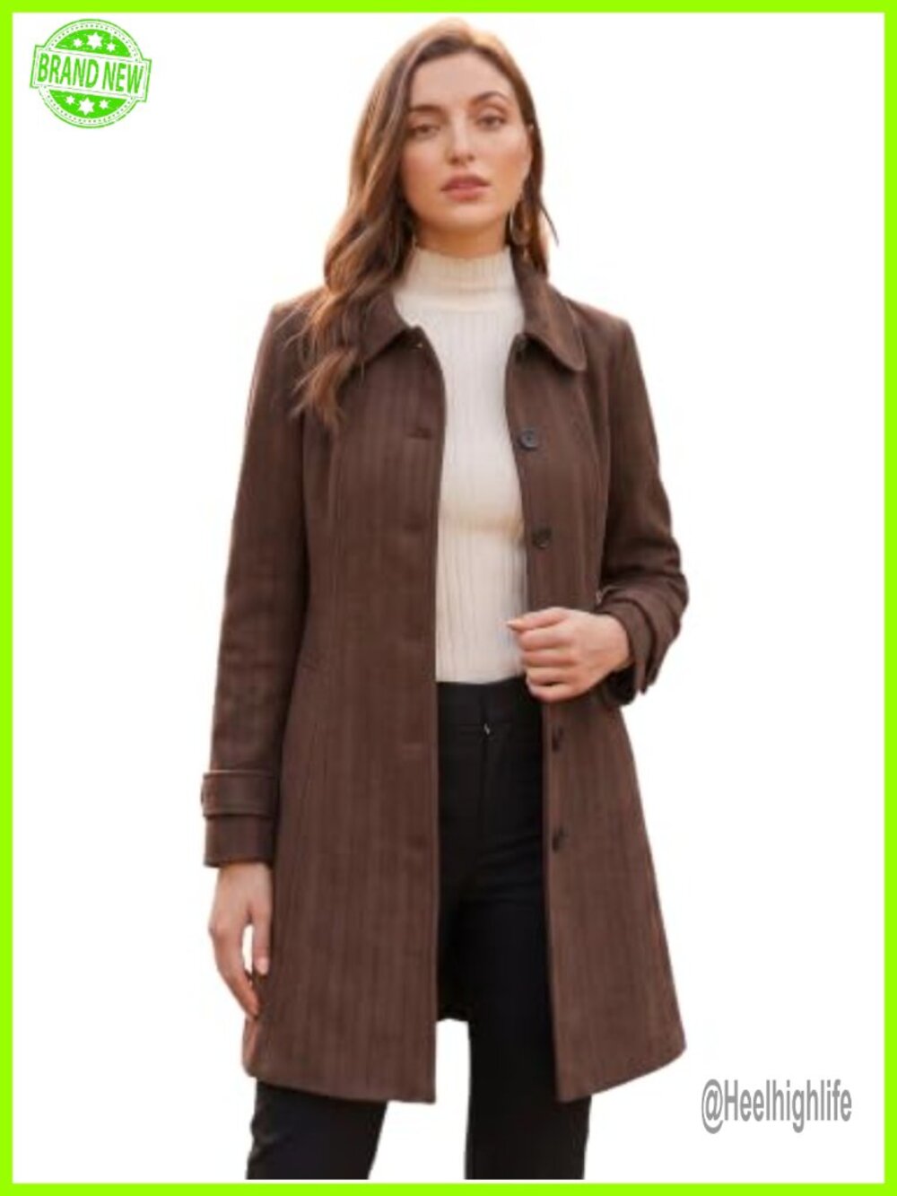 Allegra K Women's Peter Pan Collar Overcoat Single Breasted Winter Long Coat